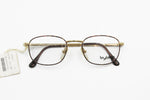 Byblos mod. 578 3060 S rectangular chamfered eyeglasses brown dappled and old gold, chiseled arms and Fleet Arm System, New Old Stock 90s