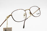 Byblos mod. 578 3060 S rectangular chamfered eyeglasses brown dappled and old gold, chiseled arms and Fleet Arm System, New Old Stock 90s