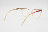 Vintage 1970s cat eye acetate ELEGANCE mod. Liza , red tissue brows with red and pearl details , NOS