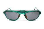 ESPRIT 90s sunglasses wayfarer restyle , green traslucent snakeskin celluloid, frontal openable frame, NOS 90s