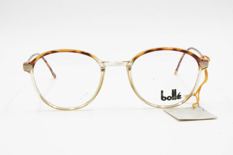 Bollé mod. 905 B vintage clubmaster round frame eyeglasses, Brown Tortoise & clear, Deadstock 90s
