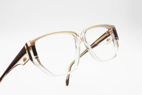 80s Lacoste mod. 802 square frame clear with brown secondary color, Vintage 80s Lacoste, New Old Stock