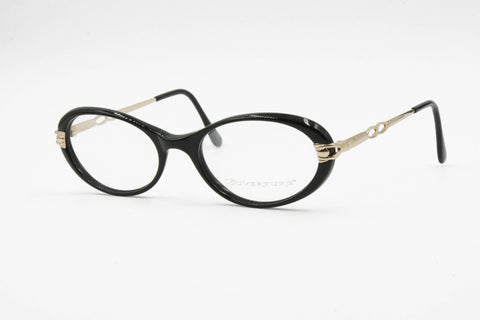 Oval little cay eye frame Black & Silver, Ouverture made in Italy mod. OV10, New Old Stock