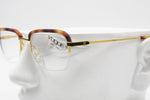 VOGUE Trevor , squared half rimmed golden frame eyeglass havana acetate eyebrows, New Old Stock