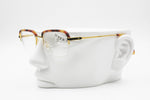 VOGUE Trevor , squared half rimmed golden frame eyeglass havana acetate eyebrows, New Old Stock