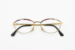 Vintage women oval eyeglasses frame O.MARINES made in Italy, adorned colored decò eyebrows, Deadstock 80s