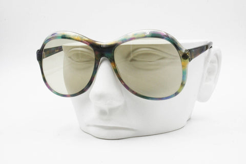 Vintage 60s sunglasses HANGEL 4114 rainbow acetate with real glass lenses, Big oversize New Old Stock