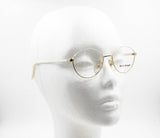 Terry Brogan woman eyeglass frame Golden & White eyebrows arms, New Old Stock 90s