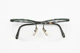 Reporter OPO vintage half rimmed black frame with green glitter and strass, Oval wired lenses, New Old Stock 80s