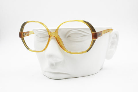 Christian Dior 2214 Vintage eyewear eyeglass frame, yellow Optyl acetate zebra golden & black details, New Old Stock