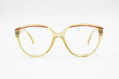 Viennaline Optyl yellow and red acetate eyewear eyeglasses frame, oversize oval frame, New Old Stock 1970s