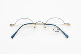 Vintage Flair Top Ten 563 703 high design modernist eyeglasses frame, little round blue & Gold, new Old Stock 1990s