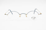 Vintage Flair Top Ten 563 703 high design modernist eyeglasses frame, little round blue & Gold, new Old Stock 1990s