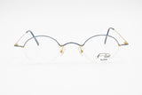 Vintage Flair Top Ten 563 703 high design modernist eyeglasses frame, little round blue & Gold, new Old Stock 1990s