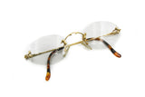 Womens vintage eyeglasses frame Drop Shape rimless COLUMBUS mod. M206 Gold & Havana, Superb and Hype eyewear // NOS 1980s