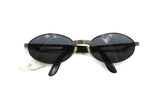 O. MARINES italian sunglasses 80s oval wrapping stretched // Black & visible metal color // Deadstock 1980s sunglasses