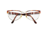Laura Biagiotti cat eye half lunettes in Pale golden and Brown colours // Fashion woman eyeglasses // NOS