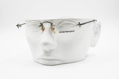 Emporio Armani Vintage Rx frame rimless eyeglasses, oval lenses, New Old Stock 1990s