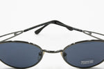 Nazareno Gabrielli vintage sunglasses oval blue lenses, Gunmetal frame, New Old Stock