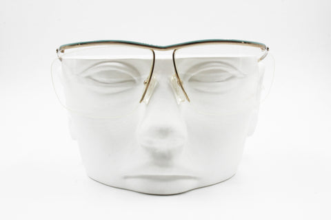 Cacharel 447-06 vintage optical eyeglass frame, half rimmed golden and azure, New Old Stock 70s