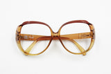 Persol Optyl acetate 80s frame eyeglasses oversize, brown caramel tones semitrasparent frame, New Old Stock
