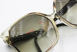 Authentic 1960s Luxottica Vintage sunglasses big squared oversize, Shaded green lenses, Deadstock 60s