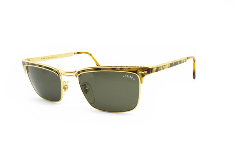 1980s Wayfarer golden & dappled STING mod. 646 CM , vintage sunglasses made in Italy branded lenses, NOS deadstock sunnies