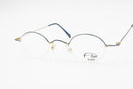 Vintage Flair Top Ten 563 703 high design modernist eyeglasses frame, little round blue & Gold, new Old Stock 1990s