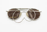 Rare collectable Beau Monde steampunk silver eyeglasses frame with sunny spring clip removible, luxury New Old Stock