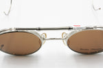 Rare collectable Beau Monde steampunk silver eyeglasses frame with sunny spring clip removible, luxury New Old Stock