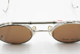 Rare collectable Beau Monde steampunk silver eyeglasses frame with sunny spring clip removible, luxury New Old Stock