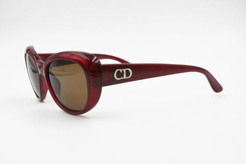 Christian Dior 2945 Vintage sunglasses womens red traslucent Optyl acetate with brown lenses, New Old Stock 1990s