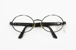 Genny 619-S big oval sunglasses frame, gunmetal gray colour and black temple tips , Deadstock 1990s frame