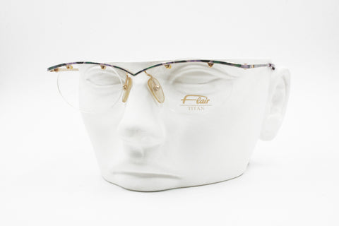 Flair Titan Nickel free Jet Set 699 Eyeglasses frame sunglasses frame, Violet colorfull half rimmed, New Old Stock