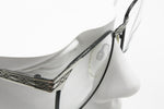 Wayfarer Eyeglasses frame Black & Silver, finely chiseled, FREEDOM 744-71 made in Italy, Nos 1970s