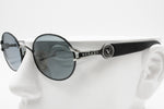 Vogart by Police 3527 5554 Round Vintage Sunglasses, Big logo temples, Black & Silver, New Old Stock 1980s