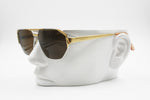 LANCETTI vintage 80s aviator sunglasses double bridge, golden and silver , New Old Stock