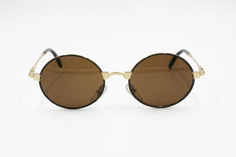 Hip round Golden Black Vintage Sunglasses, Apollo Optik 25181, Rare and cool, New Old Stock 1980s