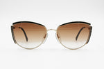 Paloma Picasso Vintage sunglasses 3756 44, Black & Gold, shaded brown lenses, New Old Stock 1980s