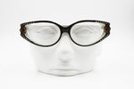 Vintage Cat eye black with strass eyeglasses frame eyewear, piece of art Hand made France, New Old Stock 1960s