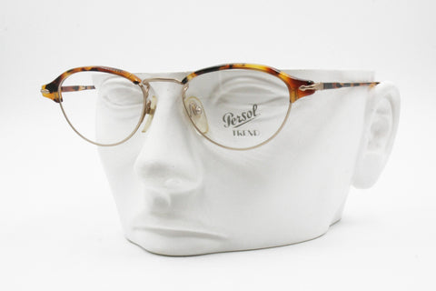 Vintage PERSOL TREND PC 124 glasses eyeglasses, Oval tortoise cat eye & Golden satin, New Old Stock 1980s