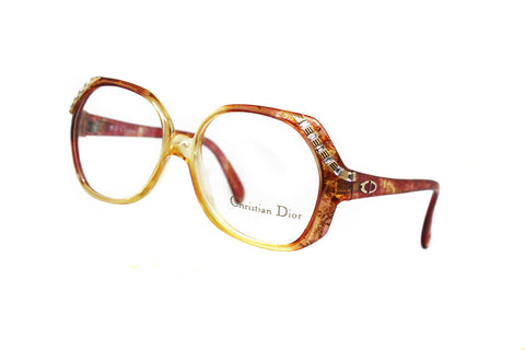 CHRISTIAN DIOR mod. 2528 glasses frame // eyewear frame glittered acetate warm colours OPTYL , high fashion and luxury Vintage 80s Deadstock