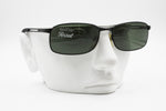 Persol 2118-S 594/31 Vintage squared man sunglasses, Black frame Fleet Arm System, New Old Stock