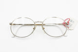 Vintage 60s Never produced prototype ODO France, Ovaloid Golden & White frame glasses, New Old Stock