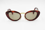 Cat eye Vintage Sunglasses GALITZINE by SOLINE mod. GSM 08, darken brown & golden, New Old Stock 1980s