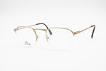 John Sterling frame Italy J.S. 203 002, Round pantos high bridge Golden satin, New Old Stock 1990s