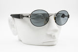 Vogart by Police 3527 5554 Round Vintage Sunglasses, Big logo temples, Black & Silver, New Old Stock 1980s