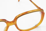 INDO Boutique oversize squared-rectangular Eyeglass-Sunglasses Frame, Caramel & Golden eyebrows, New Old Stock 1970s