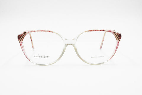 Laura Biagiotti NOS eyeglass frame clear & red brushed, Womens vintage frame, New Old Stock 1990s