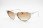 ZEISS West Germany Vintage White cat eye sunglasses, golden holes, Rockabilly luxury style, New Old Stock 80s